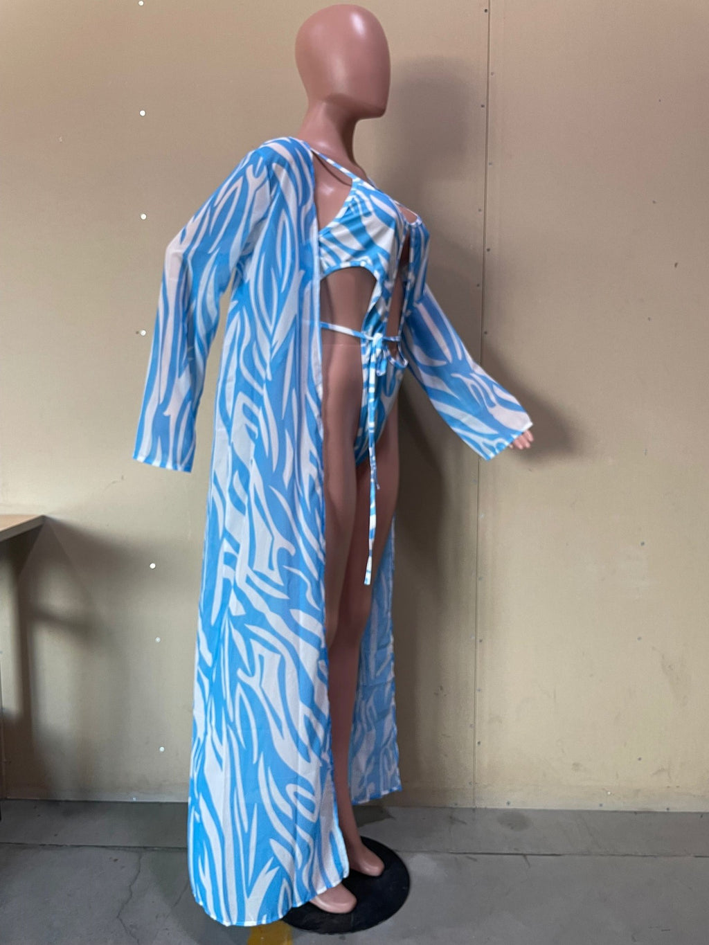 Fashion Ladies Print Cape Swimsuit 2pcs