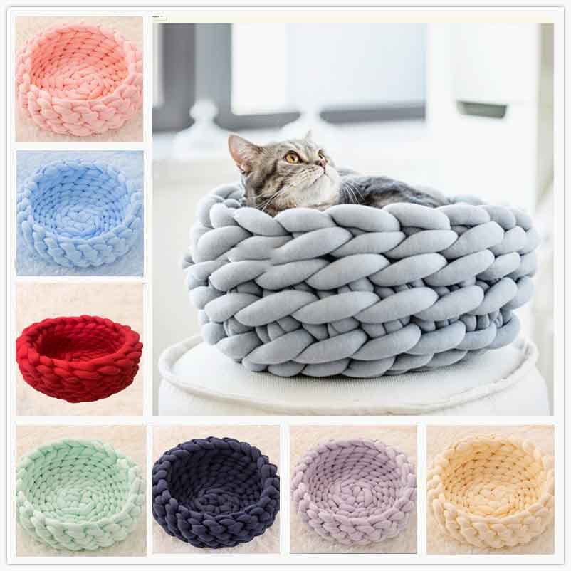 Cat House Cushion Soft Long Plush Warm Pet Mat Cute Kennel Cat Sleeping Basket Bed Round Fluffy Comfortable Touch Pet Products - 𝓢𝓱𝓸𝓹𝓵𝓮𝓬𝔂