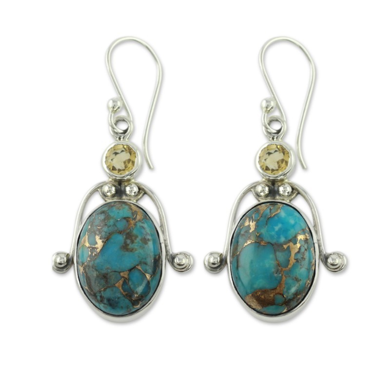 Turquoise Rhinestone Earrings European And American - 𝓢𝓱𝓸𝓹𝓵𝓮𝓬𝔂