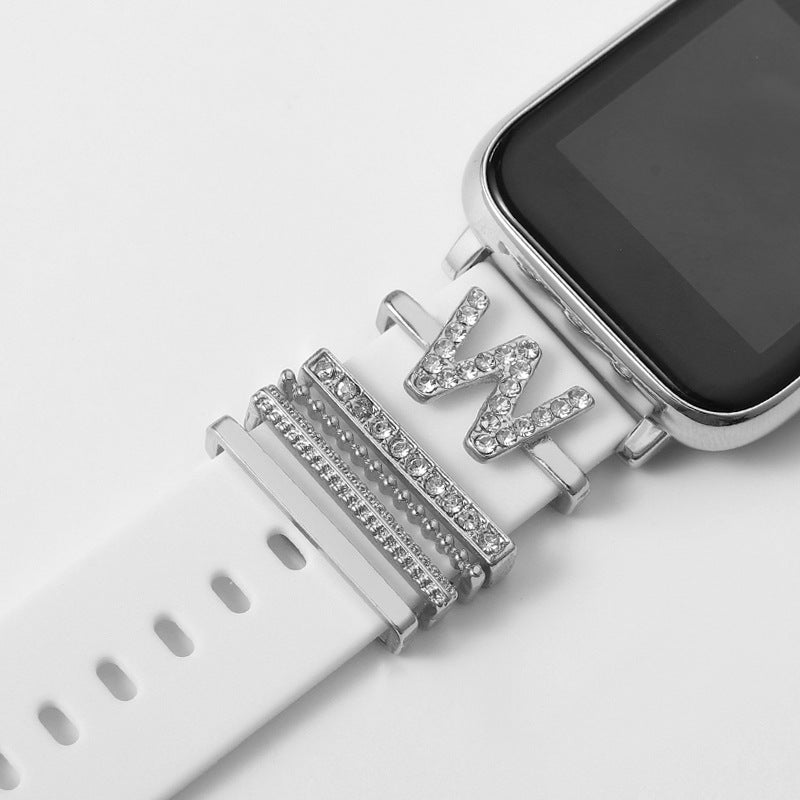 Suitable For Silicone Strap With Diamonds 26 English Letters Fashion Alloy Strap - 𝓢𝓱𝓸𝓹𝓵𝓮𝓬𝔂