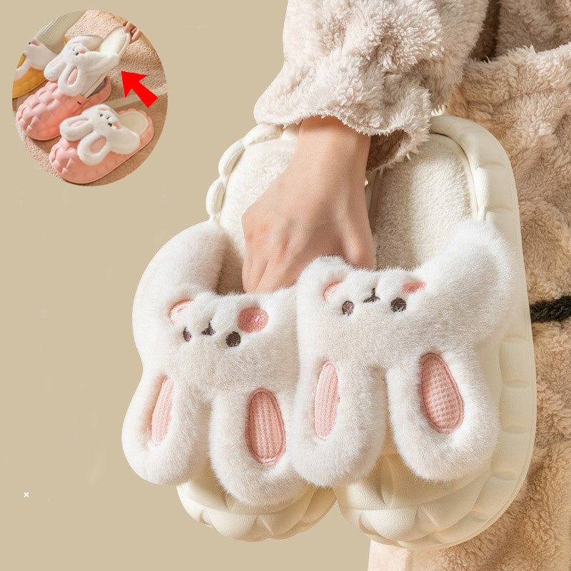 Cute Rabbit Shoes Winter Fuzzy Slippers Women Detachable Washable House Shoes - 𝓢𝓱𝓸𝓹𝓵𝓮𝓬𝔂