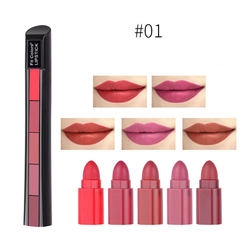 Matte 5-color Lipstick Set Velvet Lip Stick Non-stick Lip Gloss Long Lasting Waterproof Sexy Red Lipstick - 𝓢𝓱𝓸𝓹𝓵𝓮𝓬𝔂