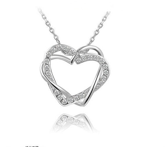 Yiwu Fashion Jewelry Factory Jewelry Customized Double Diamond Heart Necklace Earring Set - 𝓢𝓱𝓸𝓹𝓵𝓮𝓬𝔂