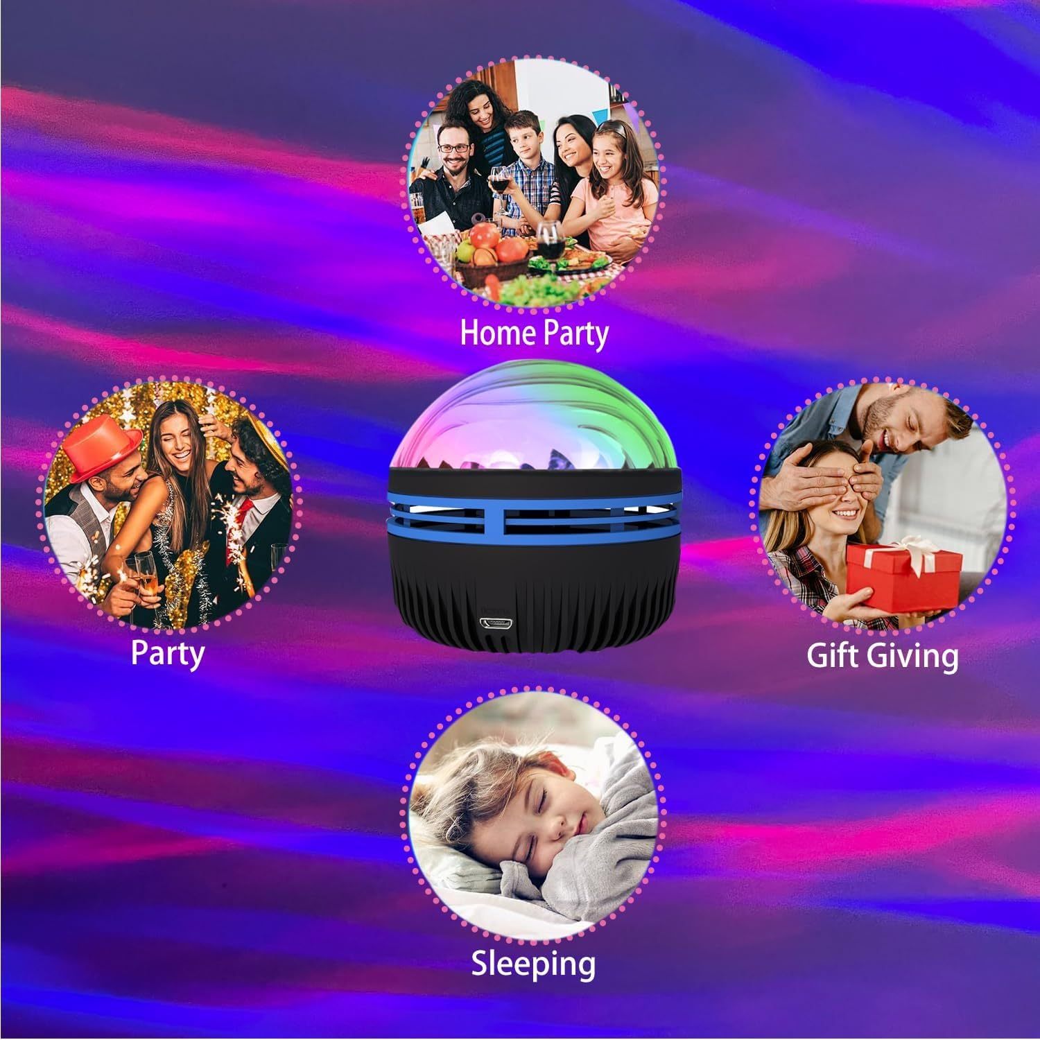 LED Star Galaxy Projector Lamp Spotlight Colorful Rotating Magic Ball Bedroom Atmosphere Lamp Bar KTV Disco Party Stage Light - 𝓢𝓱𝓸𝓹𝓵𝓮𝓬𝔂