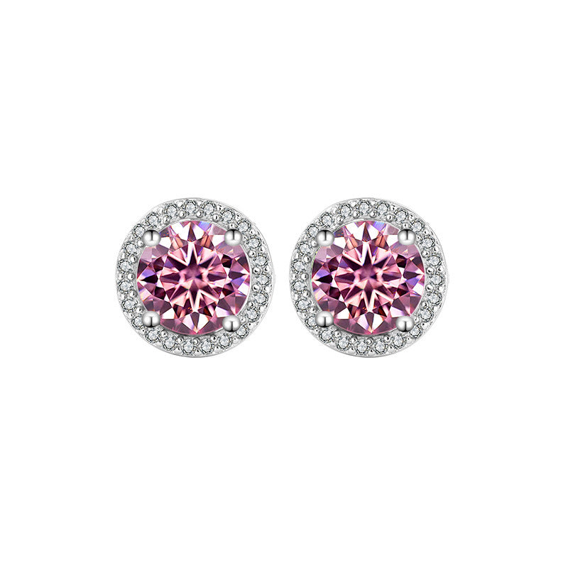 S925 Sterling Silver Genuine Goods Moissanite Round Bag Stud Earrings Simple Graceful - 𝓢𝓱𝓸𝓹𝓵𝓮𝓬𝔂