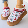 Women's Cartoon Christmas Print Ankle Boots Casual Slip On Plush Lined Home Shoes Comfortable Winter Short Boots - 𝓢𝓱𝓸𝓹𝓵𝓮𝓬𝔂