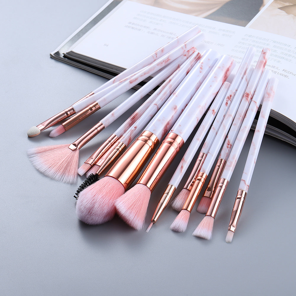 15 Marbled Design Makeup Brushes Set - 𝓢𝓱𝓸𝓹𝓵𝓮𝓬𝔂