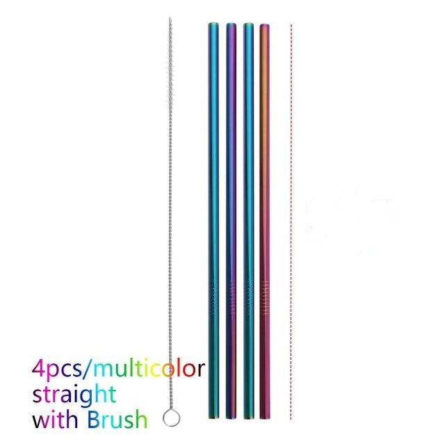 Colourful Reusable Stainless Steel Straws - 𝓢𝓱𝓸𝓹𝓵𝓮𝓬𝔂