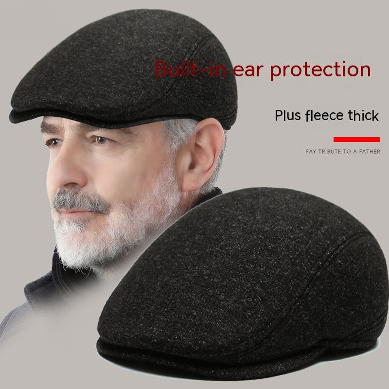 Outdoor Cycling Warm Short Brim Beret Middle-aged And Elderly Men Ear Protection Advance Hats - 𝓢𝓱𝓸𝓹𝓵𝓮𝓬𝔂