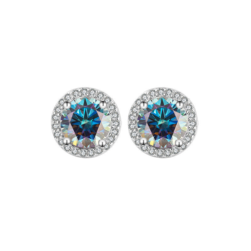 S925 Sterling Silver Genuine Goods Moissanite Round Bag Stud Earrings Simple Graceful - 𝓢𝓱𝓸𝓹𝓵𝓮𝓬𝔂