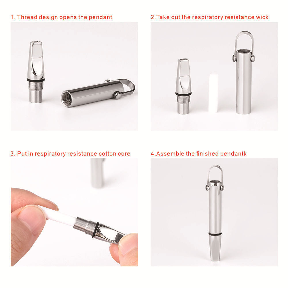 Breathing Resistance Whistle Necklace Round Tube Built-in Cotton Core