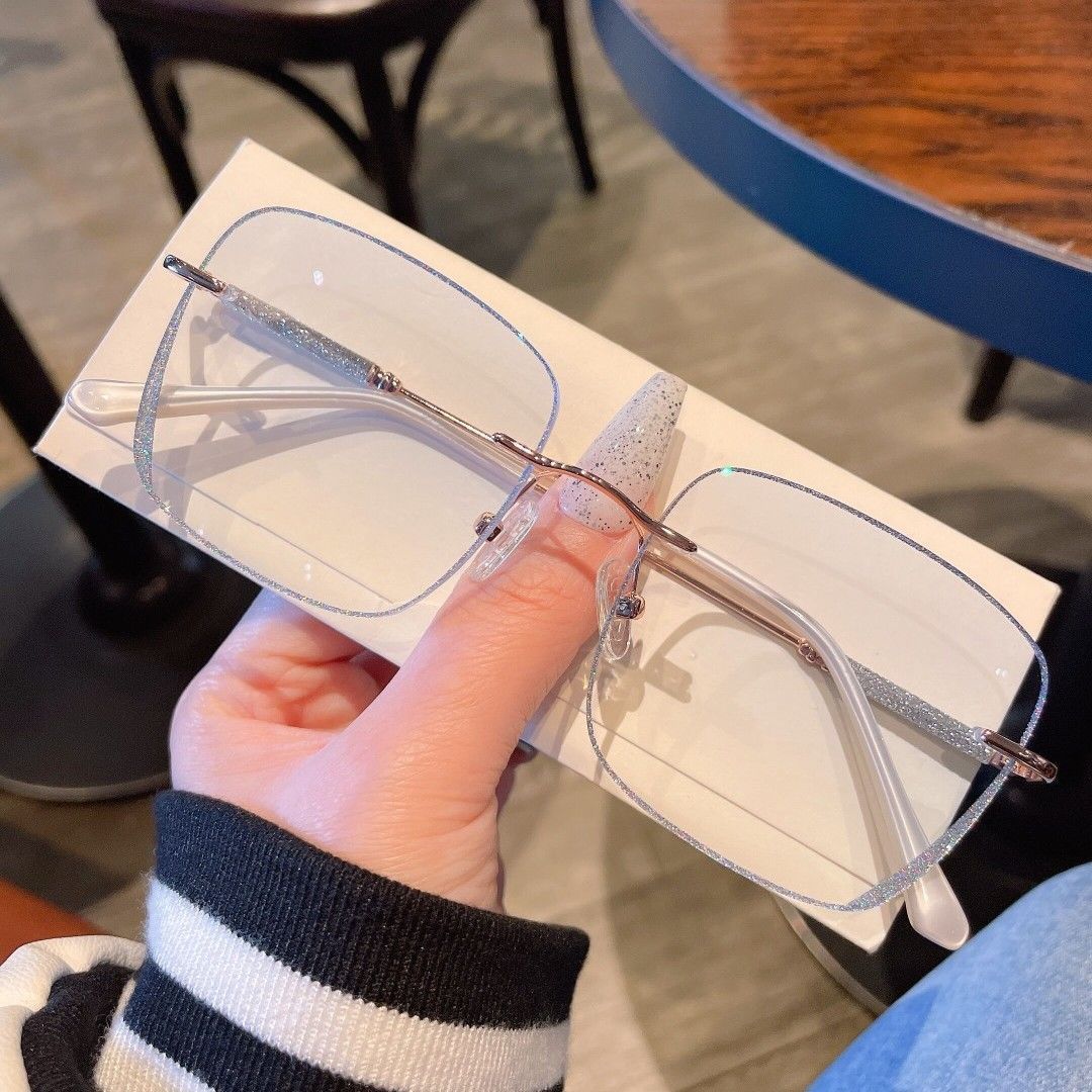 Frameless Glasses Female Myopic Anti Blue-ray Glasses
