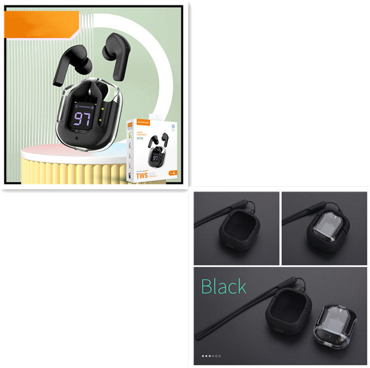 New Mini Transparent Wireless Bluetooth Headset Digital Display ENC Noise Reduction True Wireless Sports Music - 𝓢𝓱𝓸𝓹𝓵𝓮𝓬𝔂