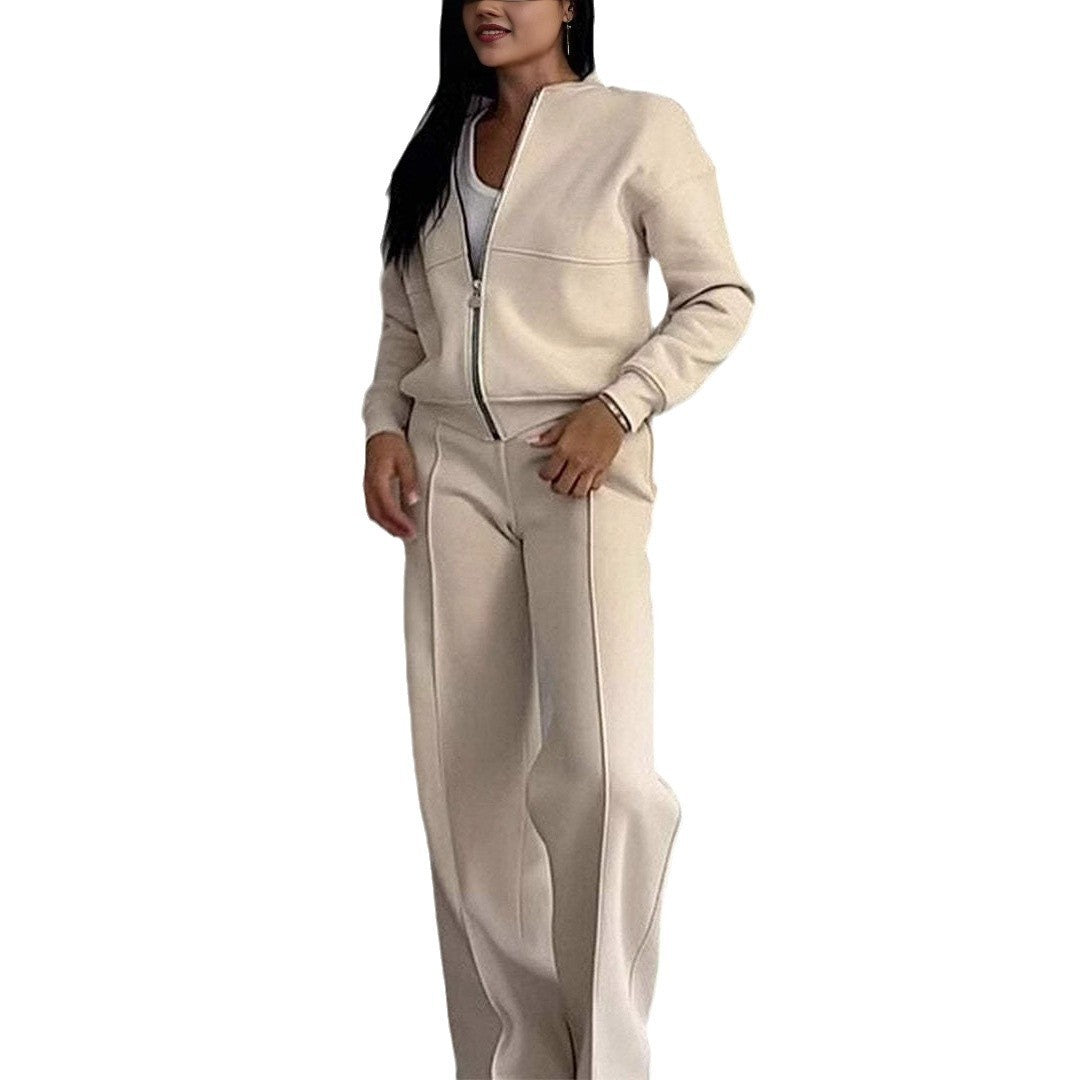 Women's Sports Suits Zipper Jacket And Wide Leg Pants Two-piece Set - 𝓢𝓱𝓸𝓹𝓵𝓮𝓬𝔂