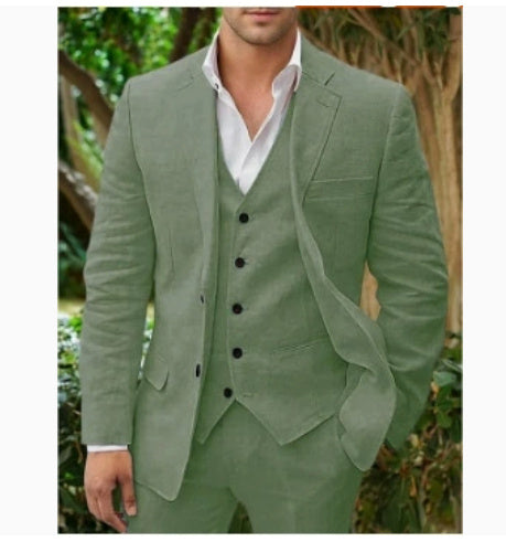 Linen Business Casual Suit Men's Suit Wedding Banquet - 𝓢𝓱𝓸𝓹𝓵𝓮𝓬𝔂