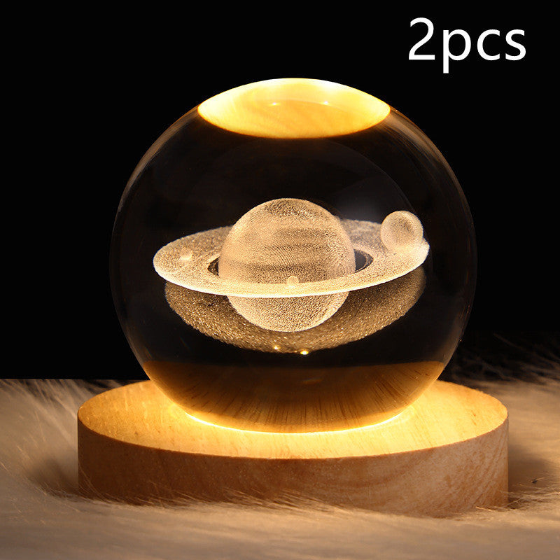 LED Night Light Galaxy Crystal Ball Table Lamp 3D Planet Moon Lamp Bedroom Home Decor For Kids Party Children Birthday Gifts - 𝓢𝓱𝓸𝓹𝓵𝓮𝓬𝔂