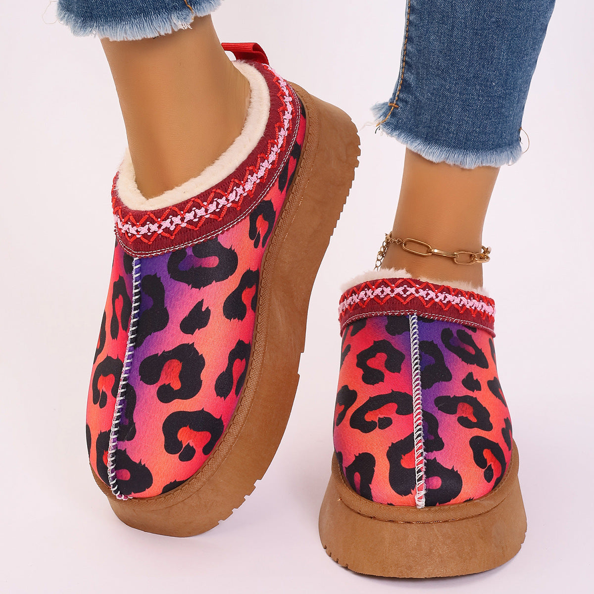 Women's Cartoon Christmas Print Ankle Boots Casual Slip On Plush Lined Home Shoes Comfortable Winter Short Boots - 𝓢𝓱𝓸𝓹𝓵𝓮𝓬𝔂
