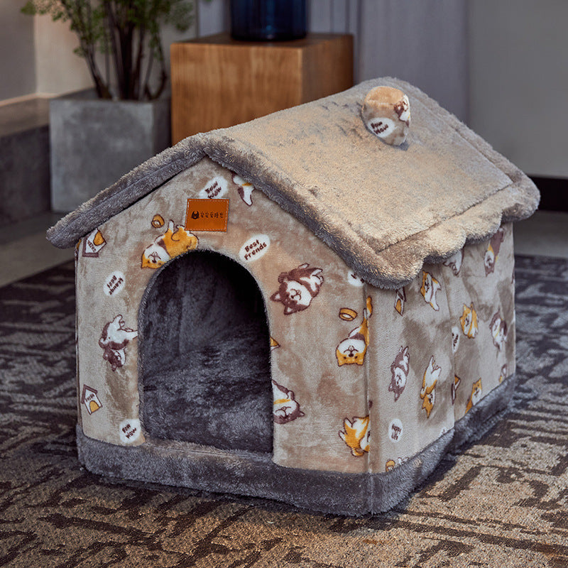 Foldable Dog House Pet Cat Bed Winter Dog Villa Sleep Kennel Removable Nest Warm Enclosed Cave Sofa Pets Supplies - 𝓢𝓱𝓸𝓹𝓵𝓮𝓬𝔂