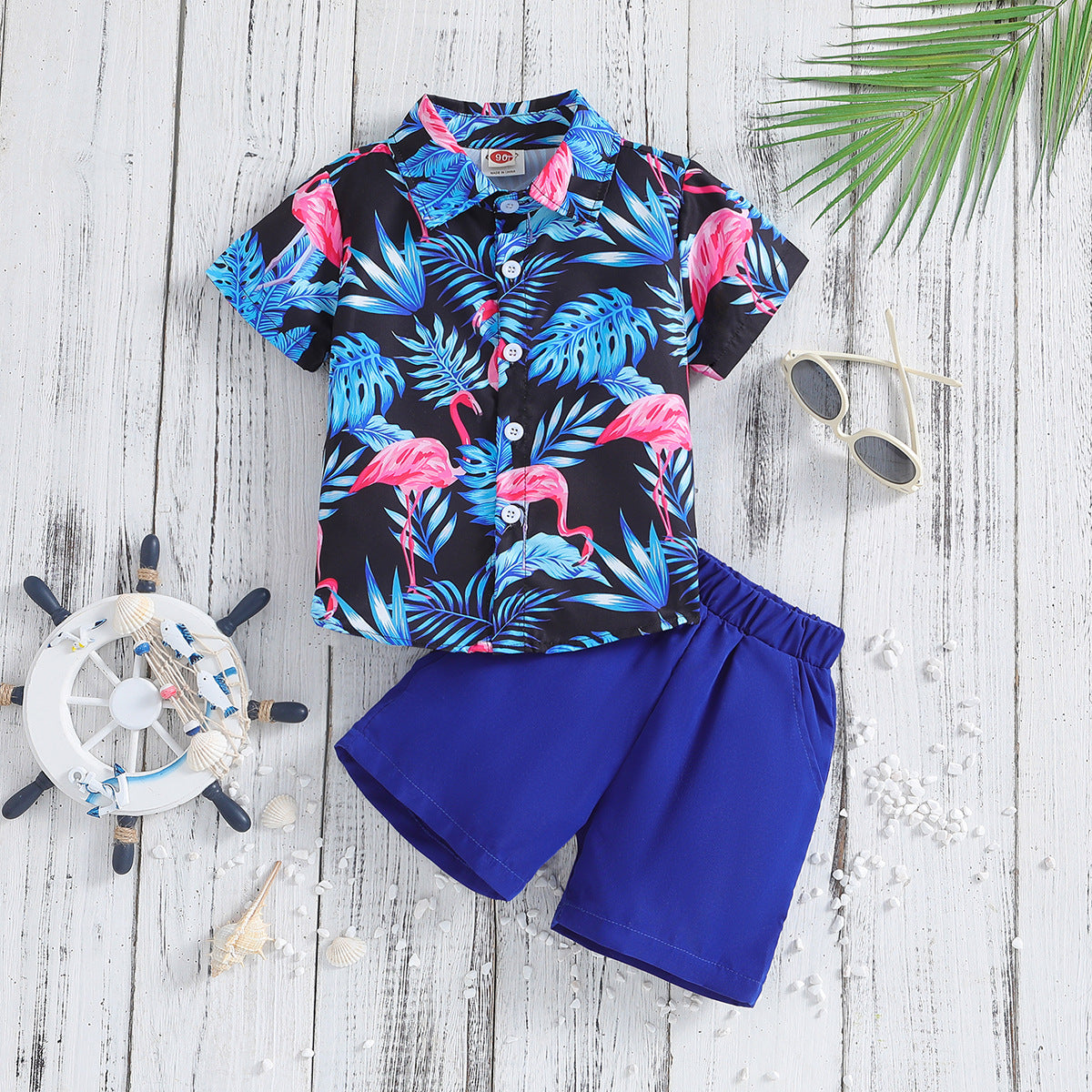 Summer New Boys' Short-sleeved Printed Shirt And Shorts Two-piece Set - 𝓢𝓱𝓸𝓹𝓵𝓮𝓬𝔂