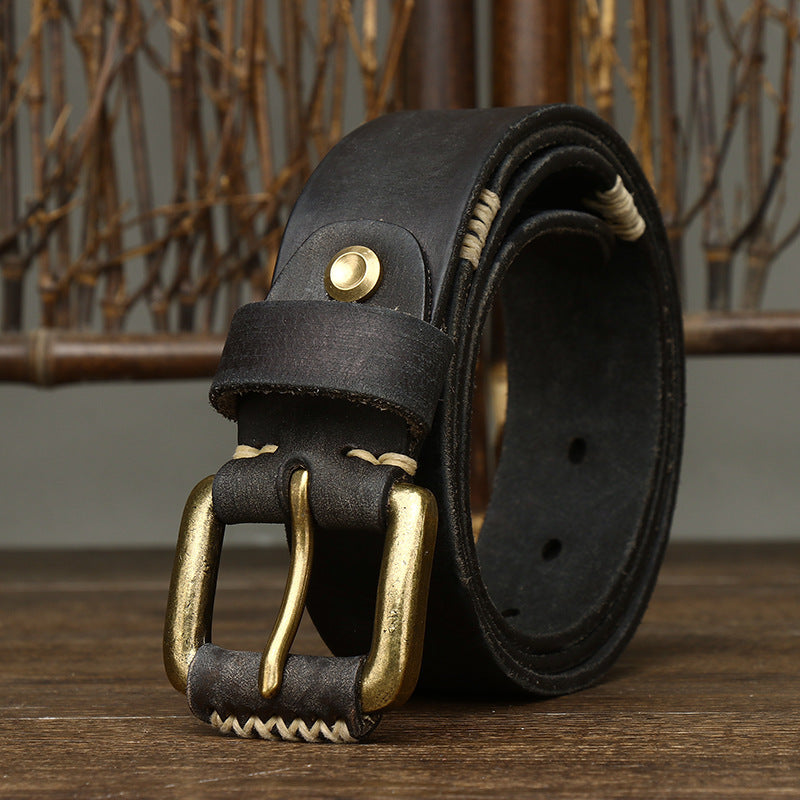 Handmade Retro First Layer Cow Leather Belt - 𝓢𝓱𝓸𝓹𝓵𝓮𝓬𝔂