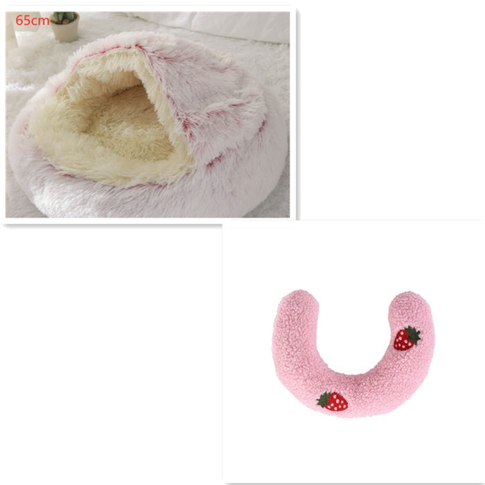 2 In 1 Dog And Cat Bed Pet Winter Bed Round Plush Warm Bed House Soft Long Plush Pets Bed Pet Products - 𝓢𝓱𝓸𝓹𝓵𝓮𝓬𝔂
