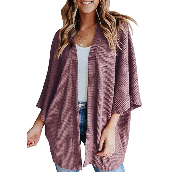 Bat Sleeve Waffle Gerson Women's Cardigan - 𝓢𝓱𝓸𝓹𝓵𝓮𝓬𝔂
