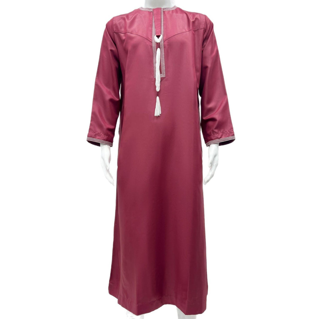 Solid Color Round Neck Embroidered Thick Tassel Oman Gowns Saudi Arabia Men - 𝓢𝓱𝓸𝓹𝓵𝓮𝓬𝔂