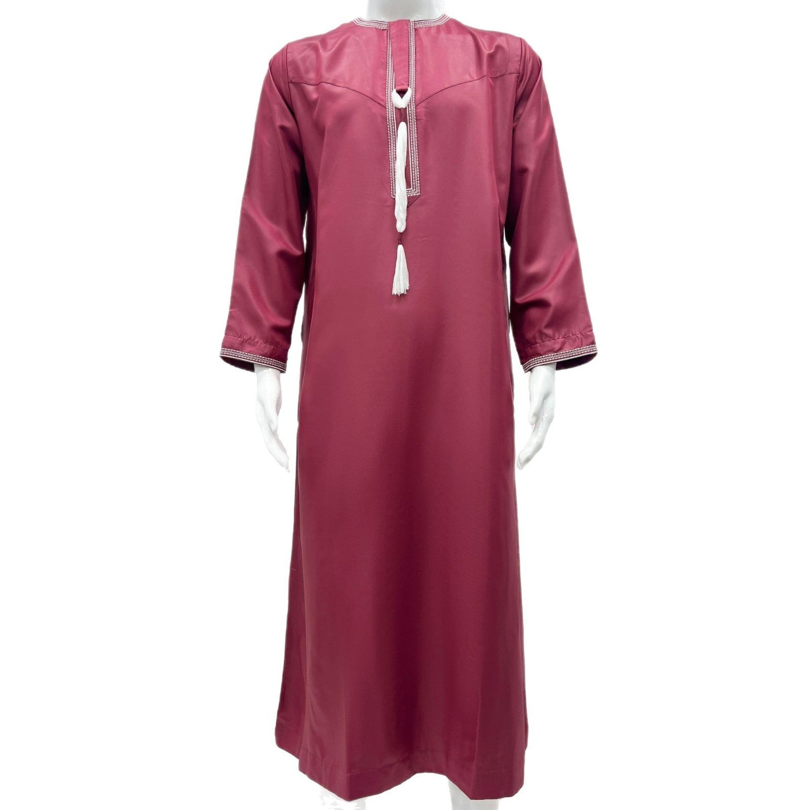 Solid Color Round Neck Embroidered Thick Tassel Oman Gowns Saudi Arabia Men - 𝓢𝓱𝓸𝓹𝓵𝓮𝓬𝔂