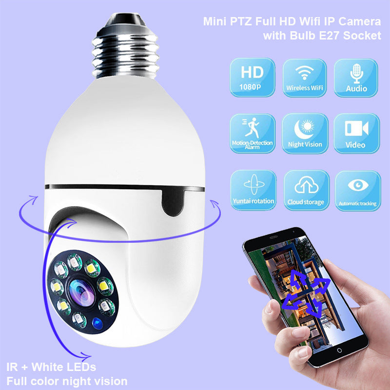 WiFi CAMERA 1080P Bulb 4X Zoom Camera E27 Home 5GWiFi Alarm Monitor - 𝓢𝓱𝓸𝓹𝓵𝓮𝓬𝔂