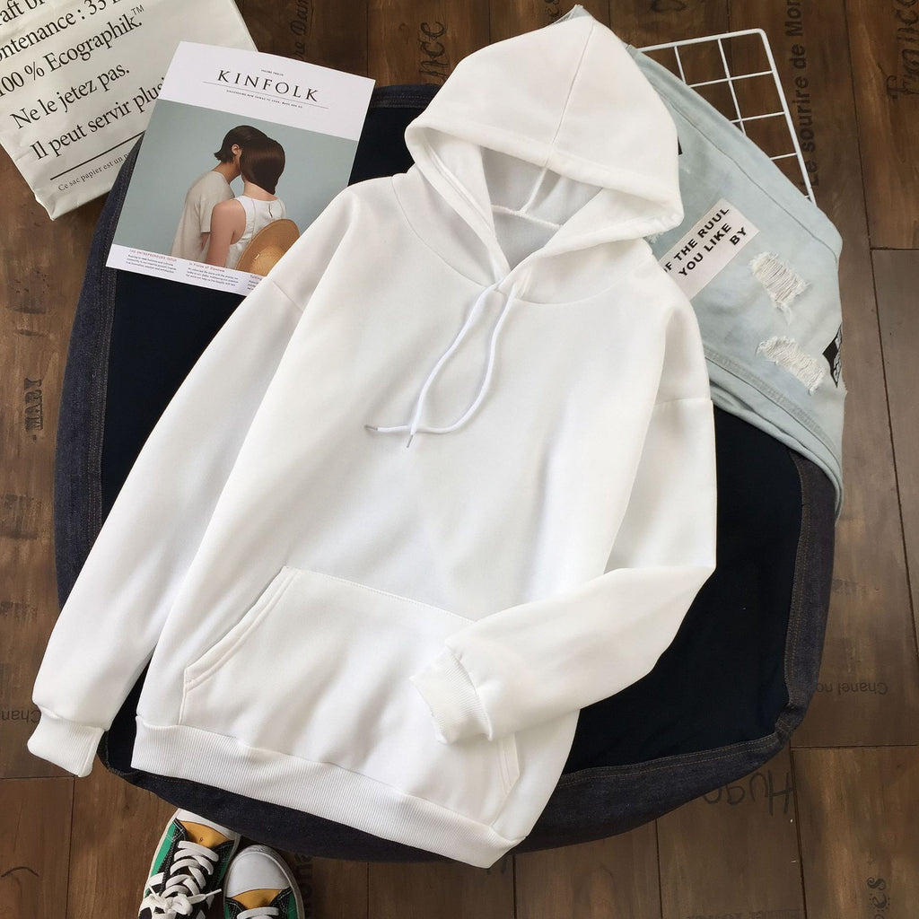 Long Sleeve Solid Color Hooded Sweater Couple - 𝓢𝓱𝓸𝓹𝓵𝓮𝓬𝔂