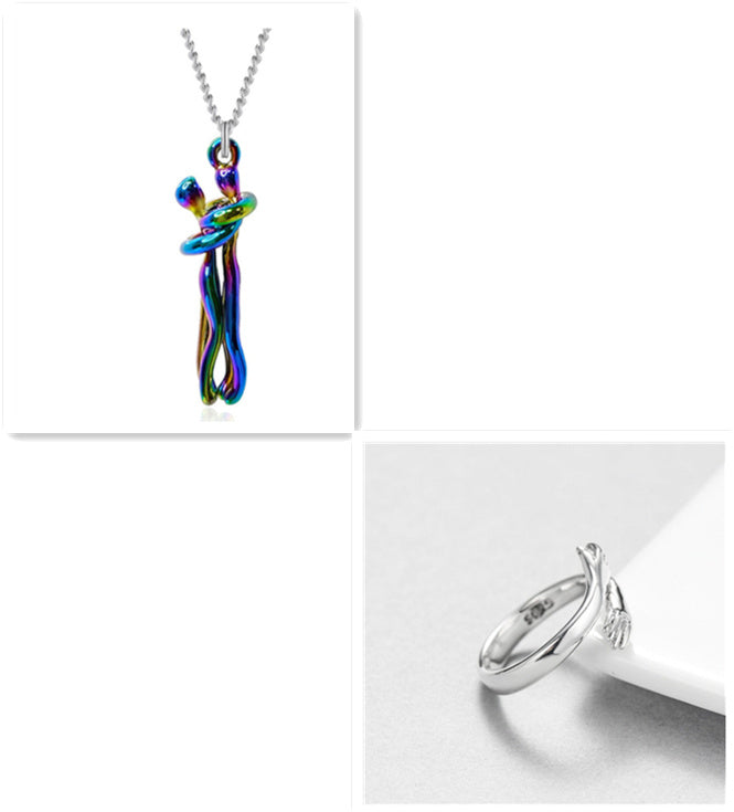 Love Hug Necklace Unisex Men Women Couple Jewelry Simple Temperament Clavicle Chain Valentines Day Lover Gift - 𝓢𝓱𝓸𝓹𝓵𝓮𝓬𝔂