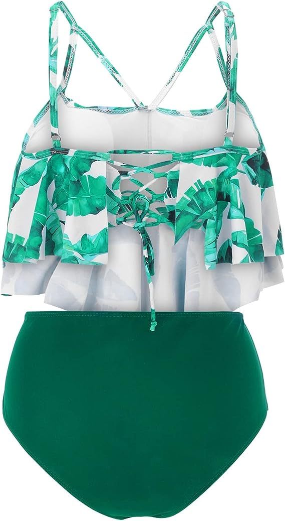 New Style Swimsuit Double Layer Lotus Leaf Tropical Rain Forest High Waist Split Swimsuit - 𝓢𝓱𝓸𝓹𝓵𝓮𝓬𝔂