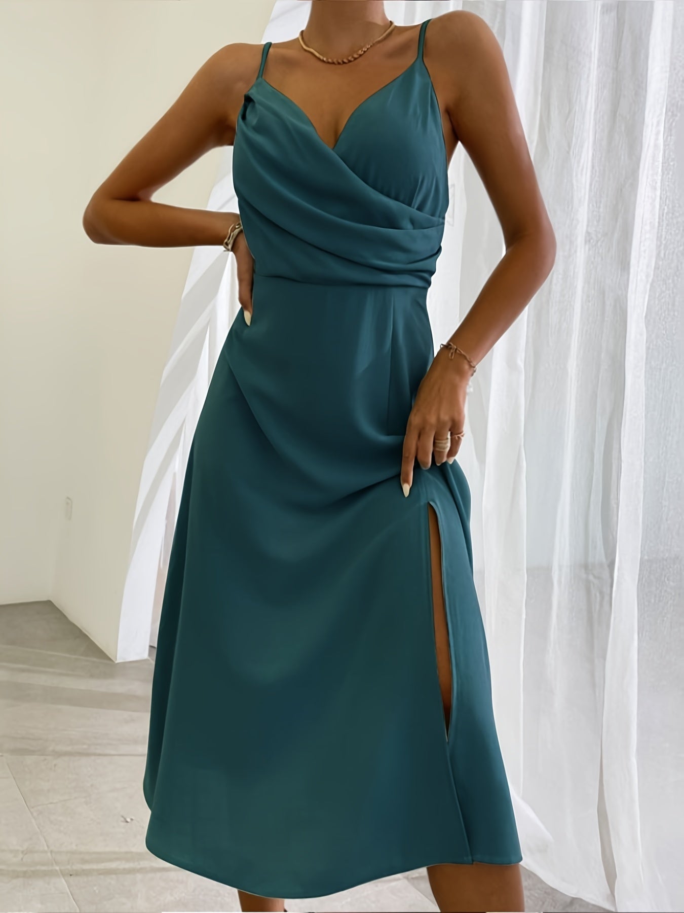 V-neck Slit Sling Dress Summer Fashion Sexy Slim Suspender Dresses For Women Clothing - 𝓢𝓱𝓸𝓹𝓵𝓮𝓬𝔂