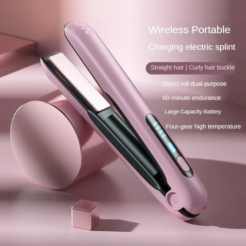 Wireless Hair Straightener Flat Iron Mini 2 IN 1 Roller USB 5000mAh Max 200 Degree Portable Cordless Curler 4 Levels Dry And Wet Uses - 𝓢𝓱𝓸𝓹𝓵𝓮𝓬𝔂