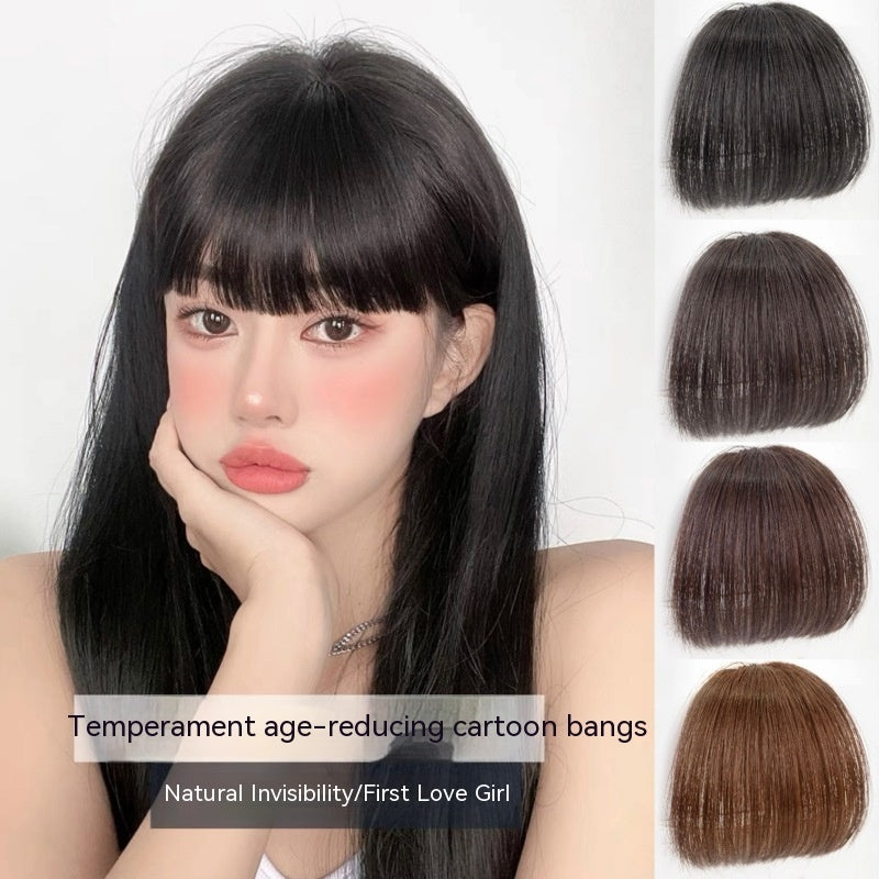 Natural Forehead Artificial Hair Straight Bangs Wig Set Seamless Invisible Wig Set - 𝓢𝓱𝓸𝓹𝓵𝓮𝓬𝔂