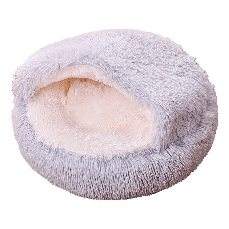 Deep Sleep Half-pack Semi-enclosed Dual-use Plush Round Pet Bed - 𝓢𝓱𝓸𝓹𝓵𝓮𝓬𝔂