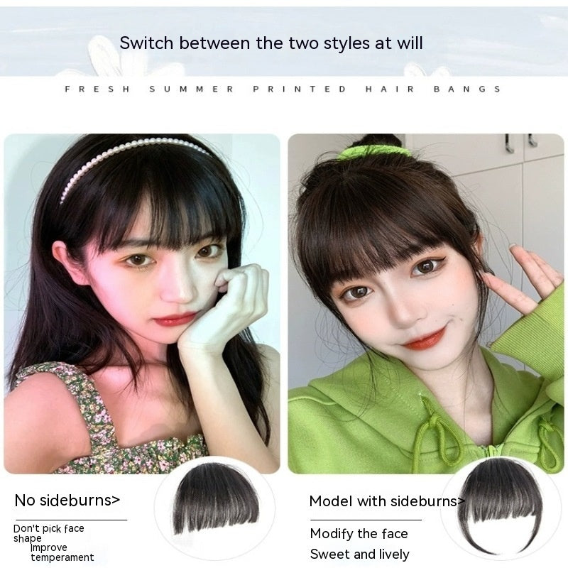 Natural Forehead Artificial Hair Straight Bangs Wig Set Seamless Invisible Wig Set - 𝓢𝓱𝓸𝓹𝓵𝓮𝓬𝔂