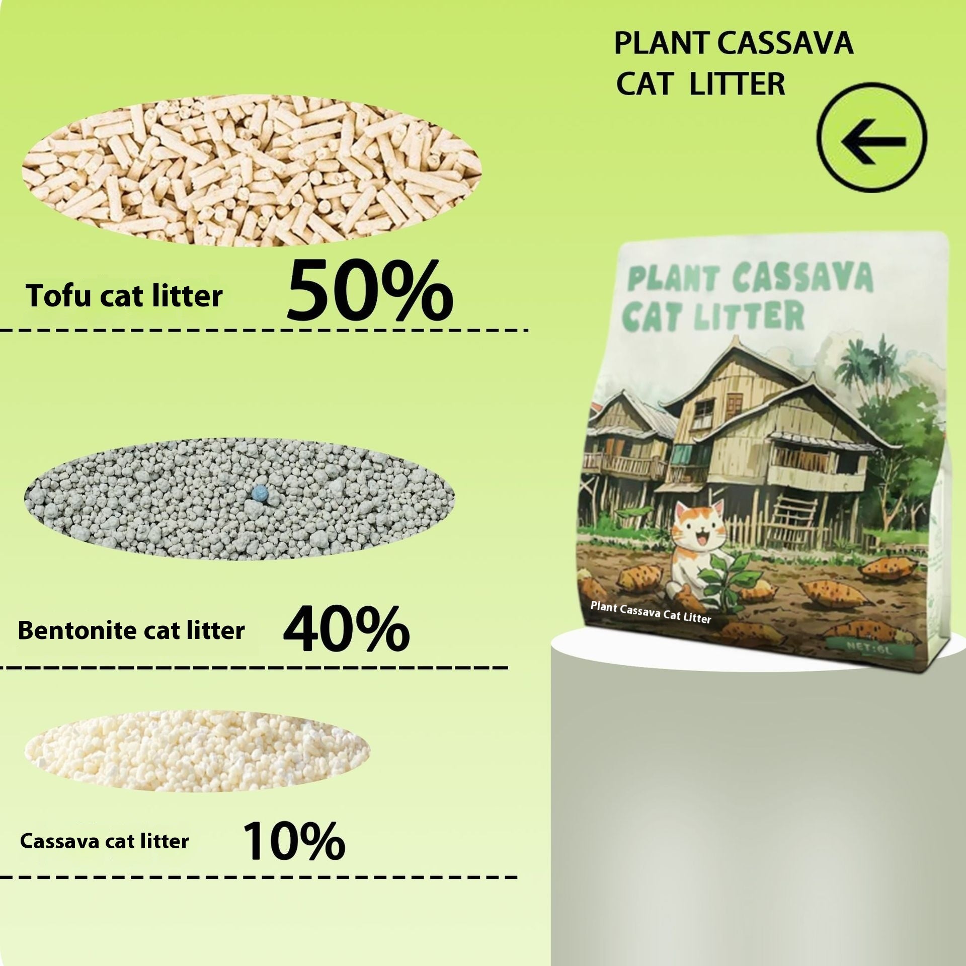 Plant Bitter Cassava Cat Litter Puffed Deodorization Dust-free