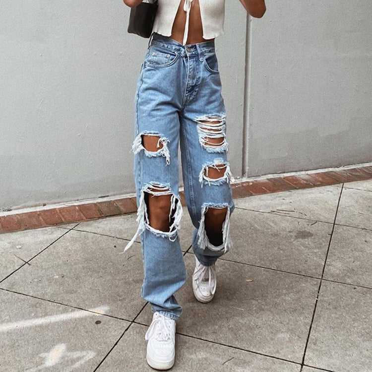 Women Jeans Ripped Slimming Washed Women's Jeans Trousers - 𝓢𝓱𝓸𝓹𝓵𝓮𝓬𝔂