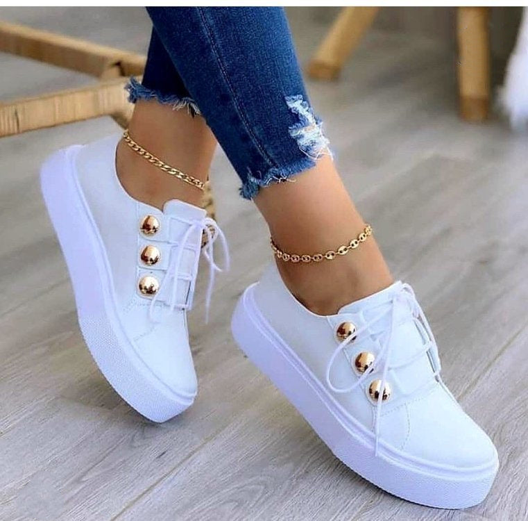 Lace-up Flats Sneakers Women Rivet Casual Shoes - 𝓢𝓱𝓸𝓹𝓵𝓮𝓬𝔂