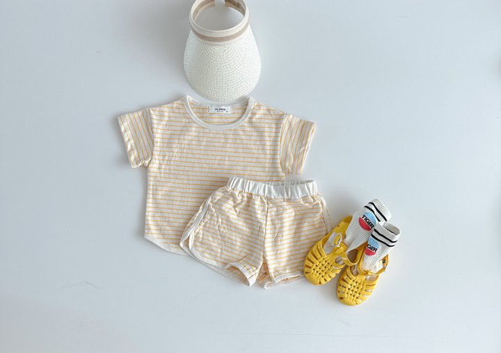 Breathable Stripes Homewear Short Sleeve Shorts Outwear Children's Clothing - 𝓢𝓱𝓸𝓹𝓵𝓮𝓬𝔂
