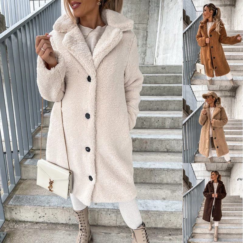 Women's Long-sleeved Lapel Plush Jacket Top - 𝓢𝓱𝓸𝓹𝓵𝓮𝓬𝔂