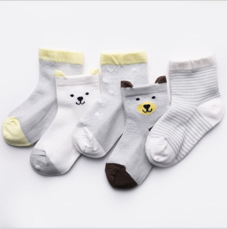 Children's Socks Pack of 5 Colors Breathable Summer Cotton Socks for Boys and Girls - 𝓢𝓱𝓸𝓹𝓵𝓮𝓬𝔂