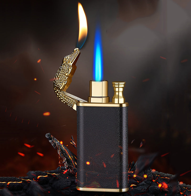 Creative Blue Flame Lighter Dolphin Dragon Tiger Double Fire Metal Winproof Lighter Inflatable Lighter - 𝓢𝓱𝓸𝓹𝓵𝓮𝓬𝔂