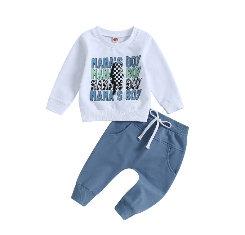 Casual Boy Letter Floral Print Long Sleeve Pullover Trousers Suit - 𝓢𝓱𝓸𝓹𝓵𝓮𝓬𝔂