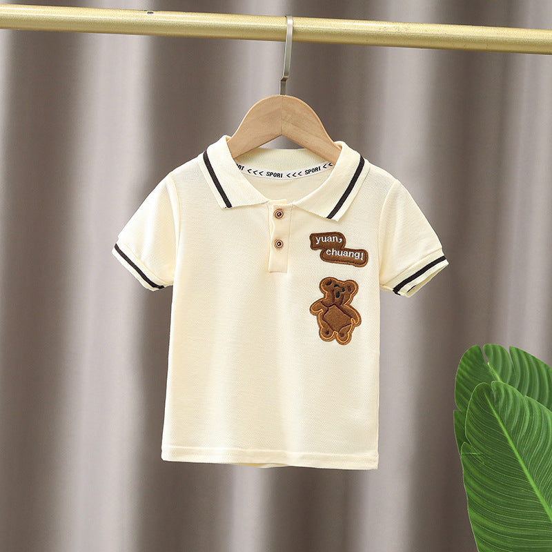 Boys Summer Suit Summer New Children's Boys' Fashion Short-sleeved Cartoon Shirt Two-piece Set 