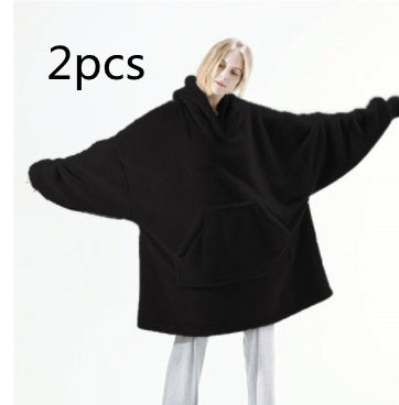Hoodie Sweatshirt With Big Pocket Tops Sweater Comfortable Loose Double-Sided Fleece Thicker Wearable Blanket - 𝓢𝓱𝓸𝓹𝓵𝓮𝓬𝔂