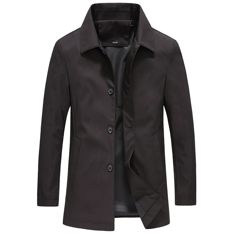 Fall Winter Men Polo Collar Solid Color Business Jacket Short Button Lightweight Coat - 𝓢𝓱𝓸𝓹𝓵𝓮𝓬𝔂