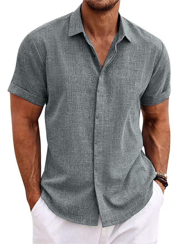 Men's Solid Color Loose Linen Short-sleeved T-shirt - 𝓢𝓱𝓸𝓹𝓵𝓮𝓬𝔂