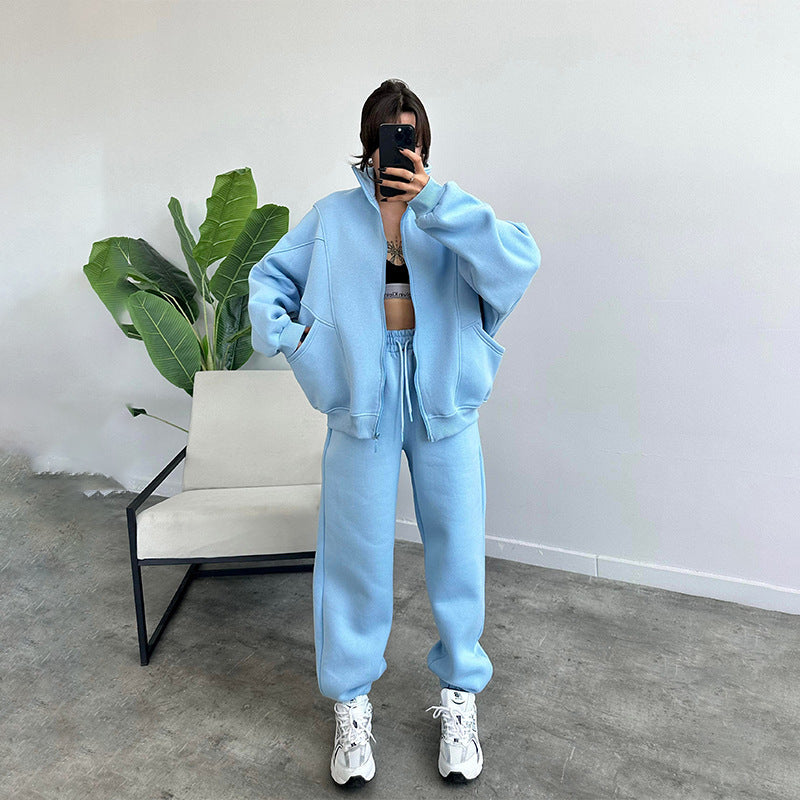Sports Suits With Pockets Stand-up Collar Zipper Cardigan And Drawstring Trousers Fashion Jogger Set Outfits Tracksuits Women's Clothing - 𝓢𝓱𝓸𝓹𝓵𝓮𝓬𝔂